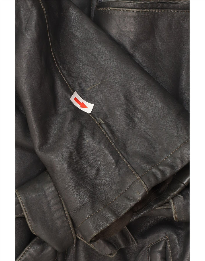 Giacca in pelle vintage da uomo IT 50 grande in pelle nera