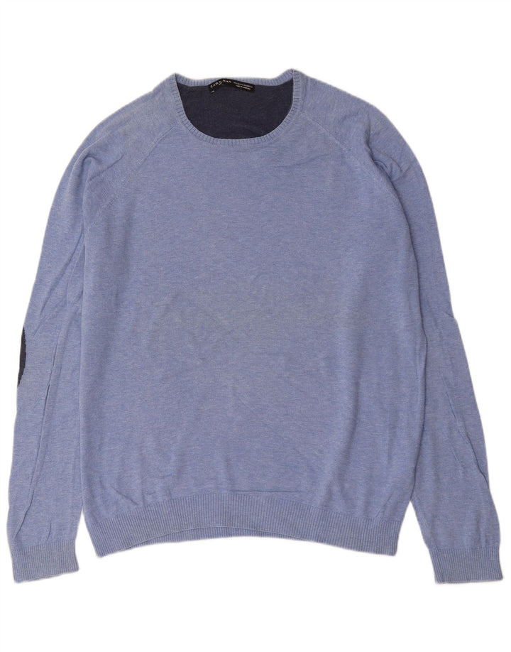 Maglione maglione girocollo da uomo Zara XL in cotone blu