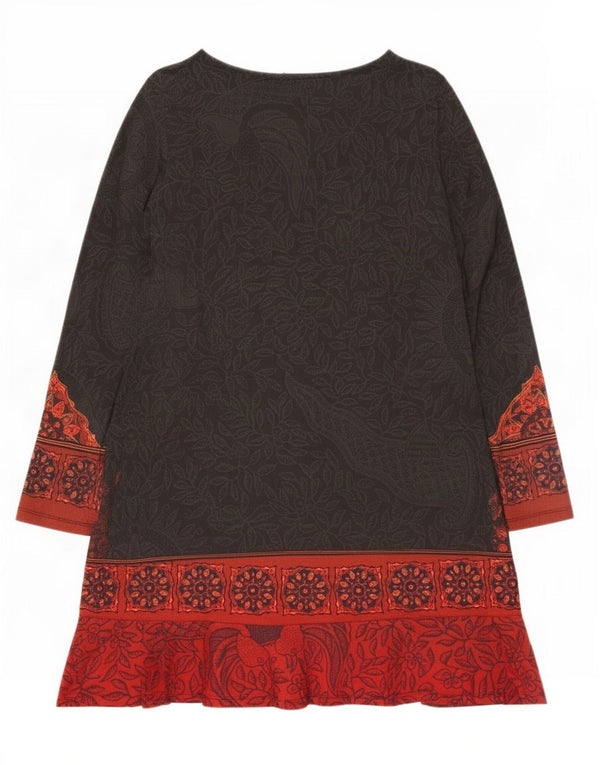 Desigual Abito da donna a maniche lunghe con grafica a strati UK 12 Marrone medio floreale