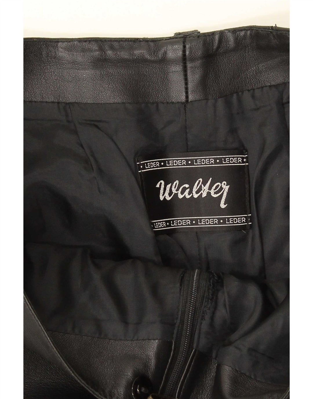 Pantaloni dritti in pelle vintage da donna W30 L30 in pelle nera