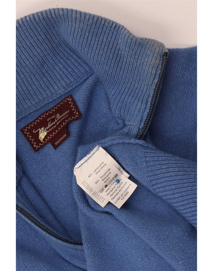 Marlboro Classics Maglione da uomo con zip e collo in lana blu medio