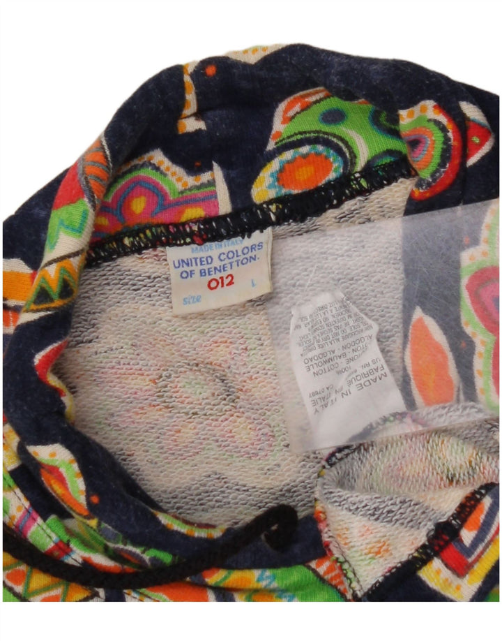 BENETTON Felpa per Bambina 11-12 Anni Grande Blu Navy Floreale