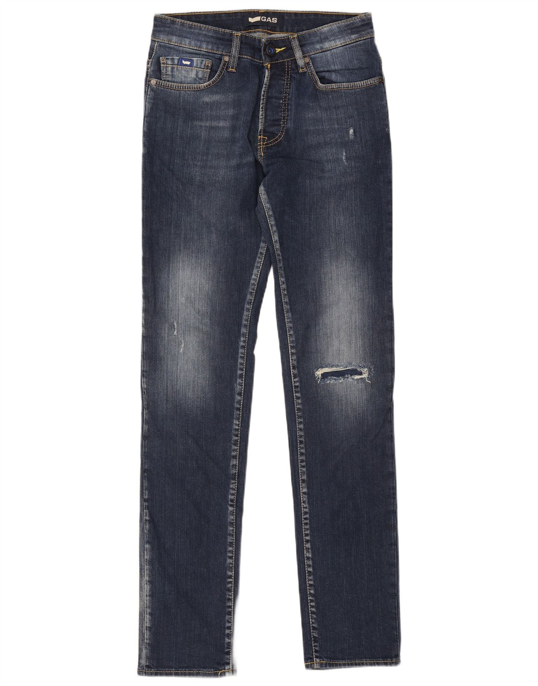 Jeans slim da uomo GAS Anders invecchiati W30 L34 cotone blu navy