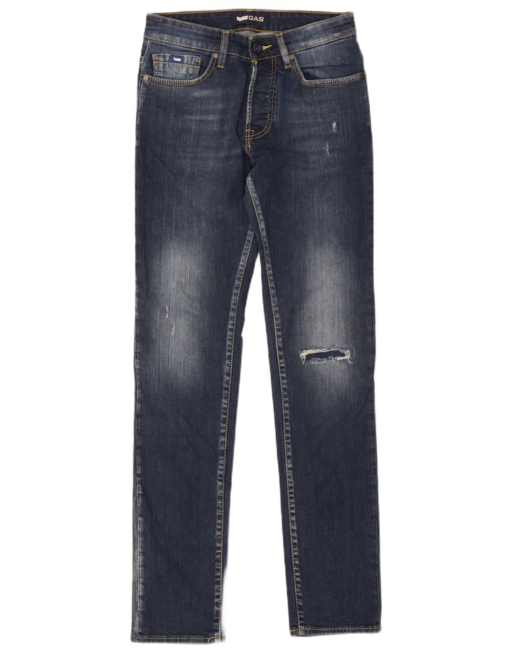 Jeans slim da uomo GAS Anders invecchiati W30 L34 cotone blu navy