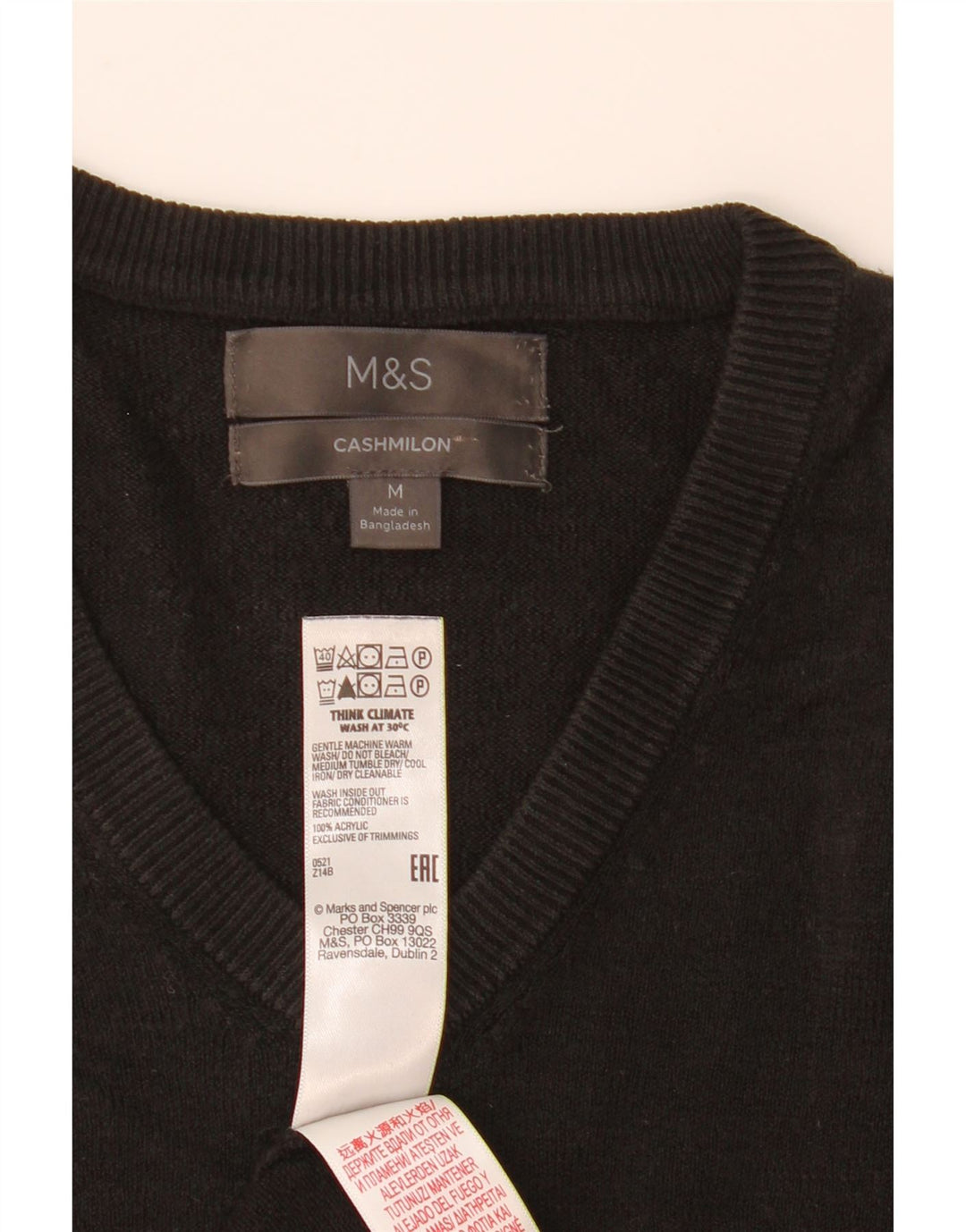Maglione da uomo con scollo a V Marks & Spencer, acrilico nero medio