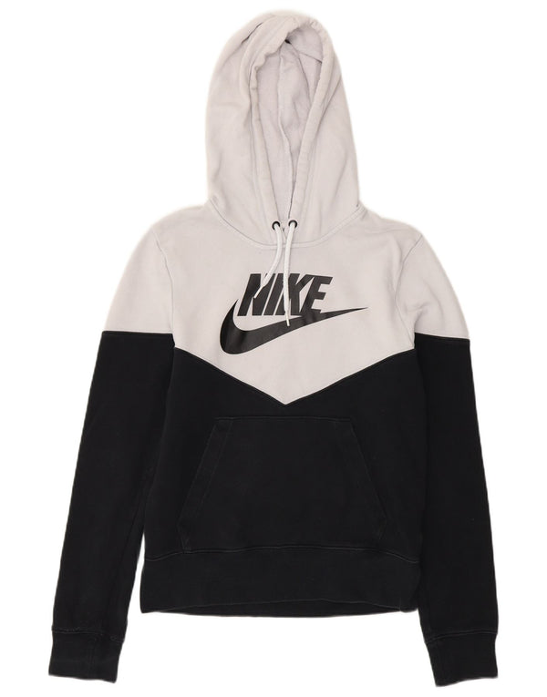 Felpa con cappuccio grafica da donna Nike UK 6 XS cotone color block bianco