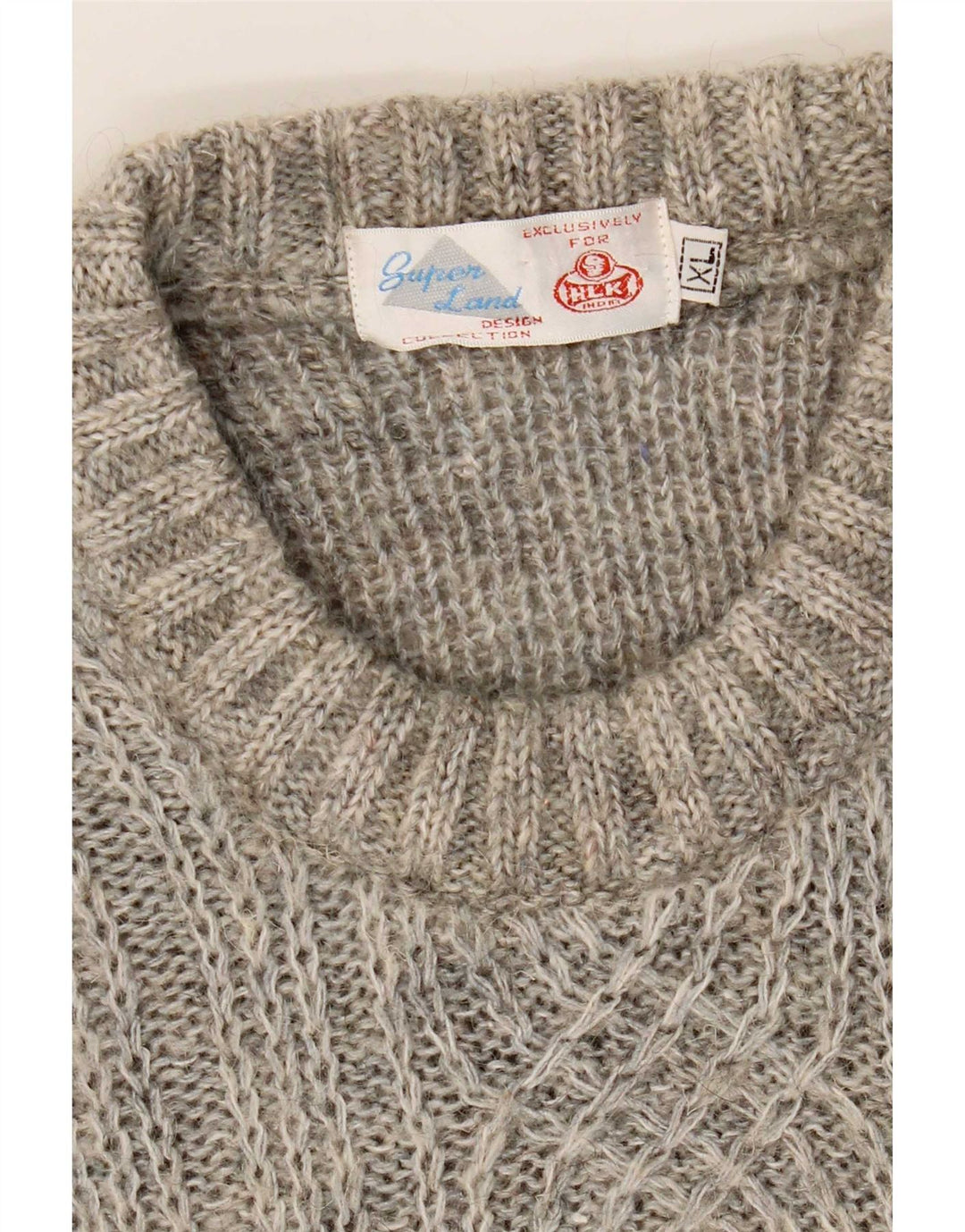 Maglione maglione girocollo vintage da uomo XL grigio geometrico