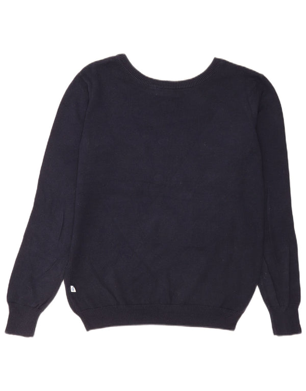 Maglione maglione con scollo a barca grafica da donna Adidas UK 12 medio blu navy