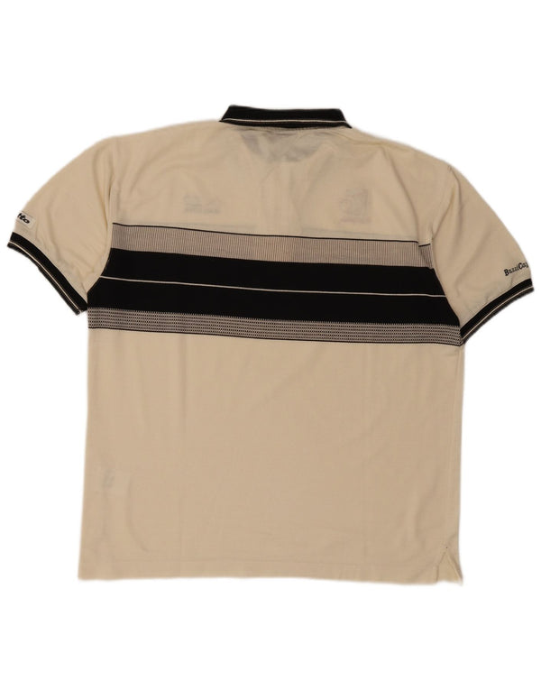 Polo grafica da uomo Lotto UK 42/44 XL Poliestere a righe bianco sporco