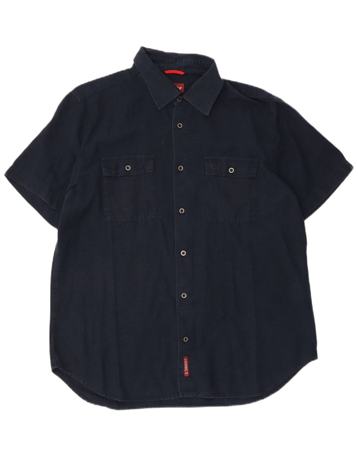 Camicia a maniche corte da uomo Carrera XL in cotone blu navy