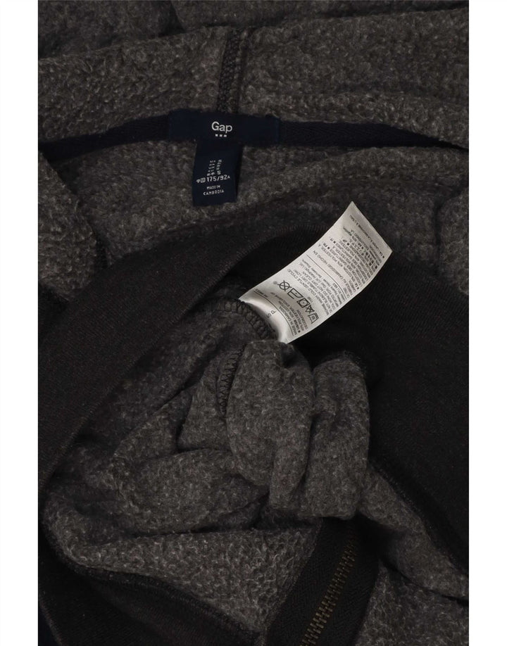 Maglione con cappuccio e zip grafica da uomo Gap piccolo in cotone grigio