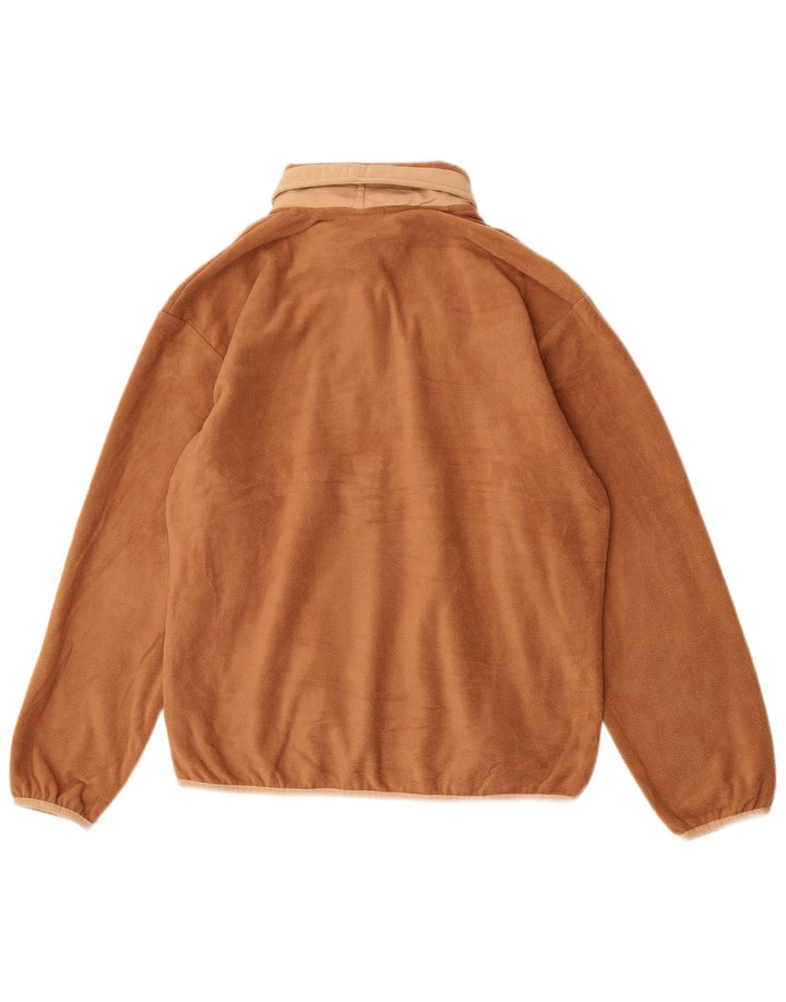 Maglione in pile da uomo Columbia con zip e collo in poliestere color block marrone medio