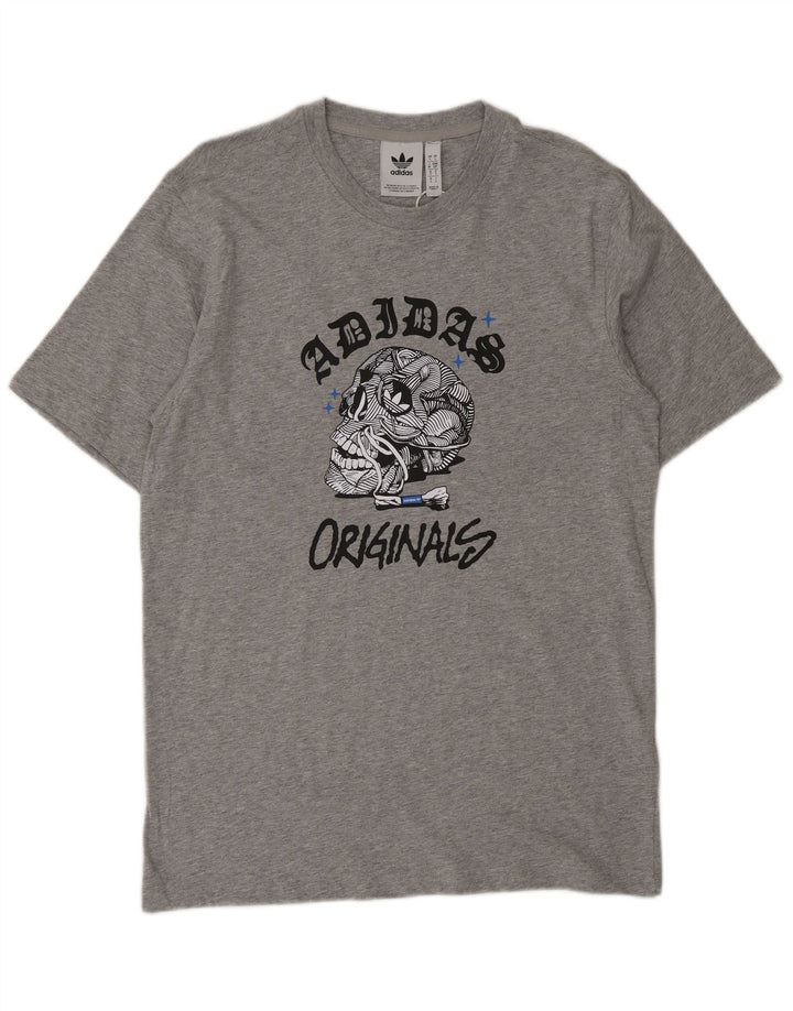 T-shirt grafica da uomo ADIDAS Top piccolo in cotone chiazzato grigio