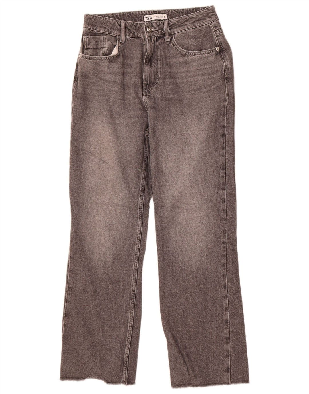 Jeans dritti da donna Zara EU 38 Small W28 L27 Cotone grigio