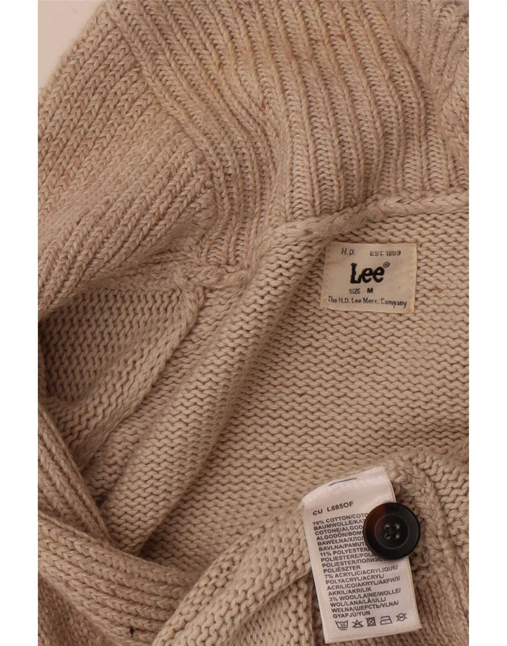 Maglione cardigan da uomo Lee in cotone screziato beige medio