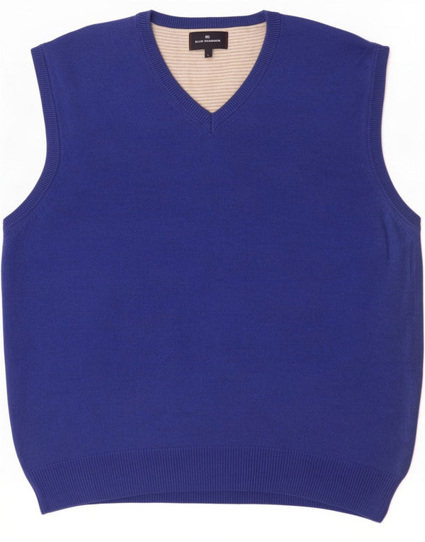 Canotta da uomo Marks & Spencer blu Harbour Vest grande in cotone