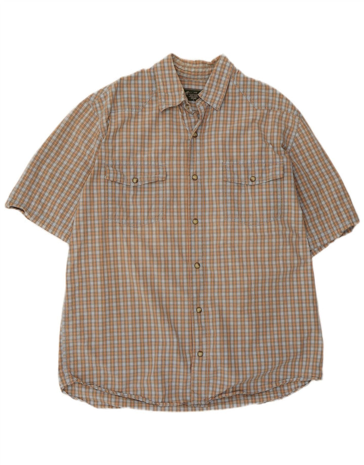 Camicia alta da uomo a maniche corte Eddie Bauer, cotone a quadri beige grande