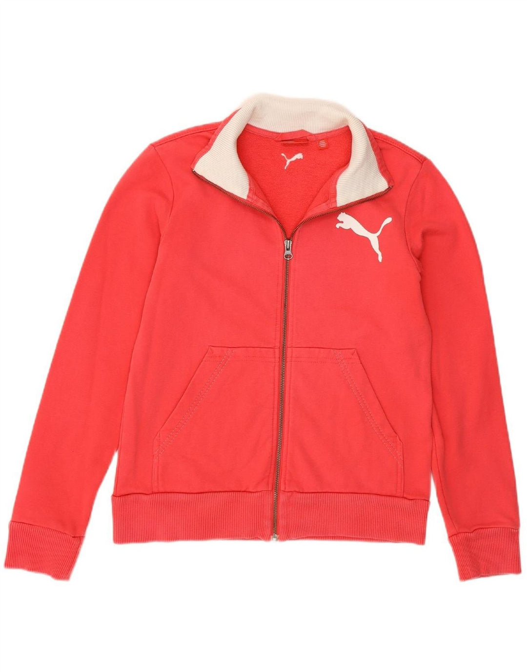 PUMA Womens Graphic Tracksuit Top Jacket UK 10 Small Pink Cotton