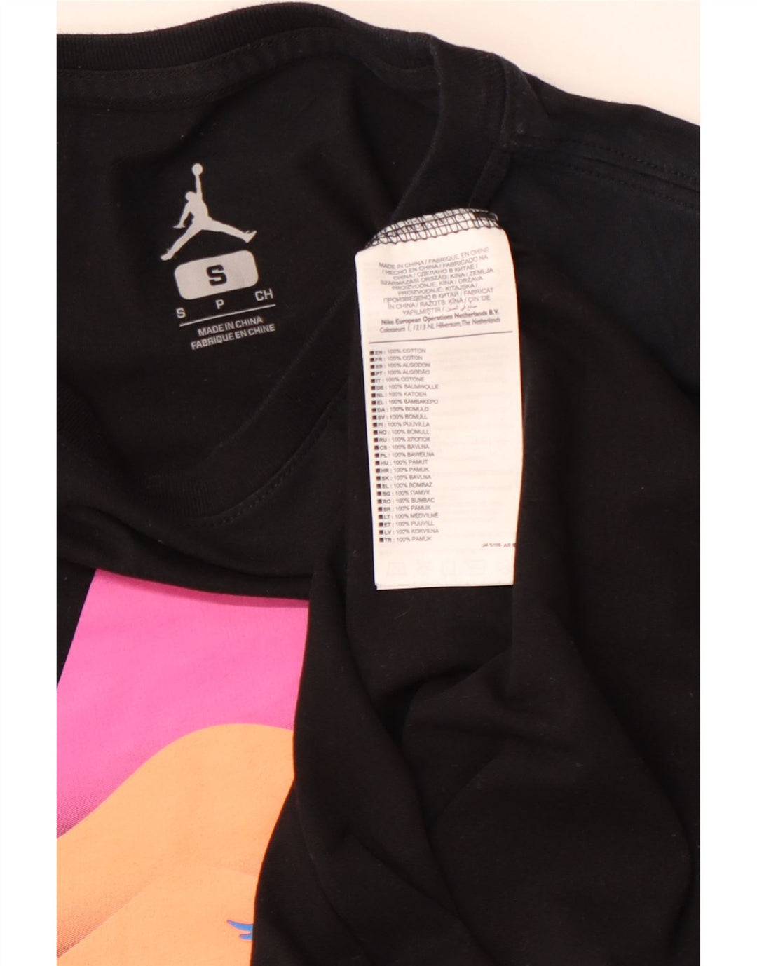 T-shirt grafica da uomo NIKE Top Small in cotone color block nero