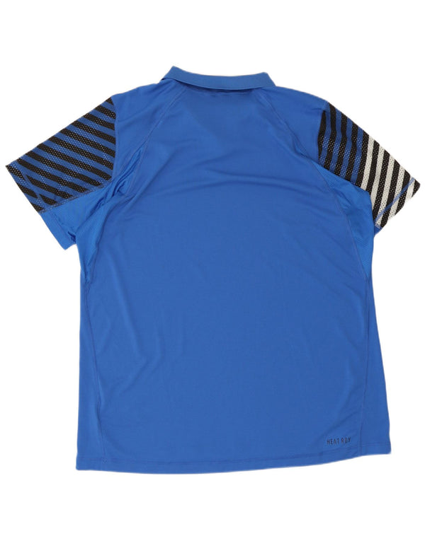 Polo Adidas da uomo 2XL in poliestere a righe blu