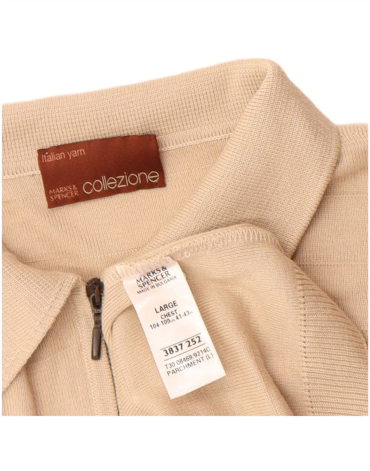 Marks & Spencer Maglione da uomo a maniche corte con collo a polo grande Beige