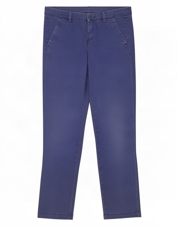 Pantaloni chino dritti da donna Benetton UK 6 XS W27 L26 Blu Cotone