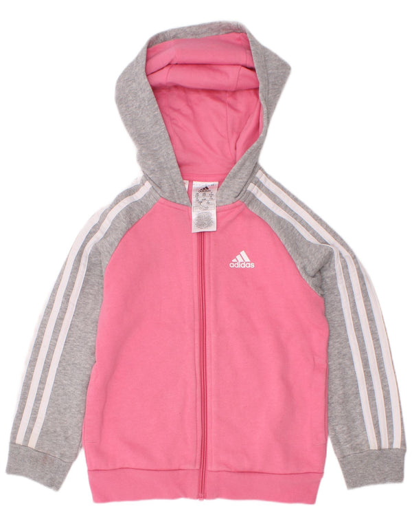 Felpa con cappuccio e zip per ragazze Adidas 5-6 anni in cotone color block rosa