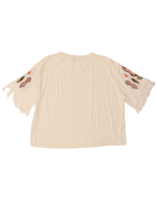 T-shirt da donna Zara Top UK 16 grande in cotone bianco