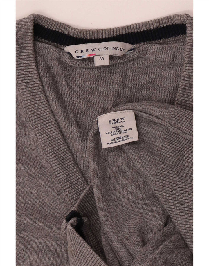 Crew Clothing Maglione cardigan da uomo in cotone grigio medio
