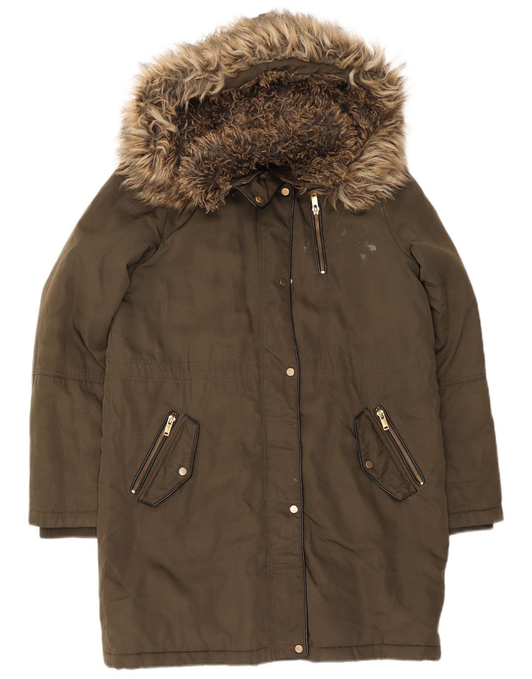 Giacca parka con cappuccio da donna Oasis UK 14 poliestere kaki medio