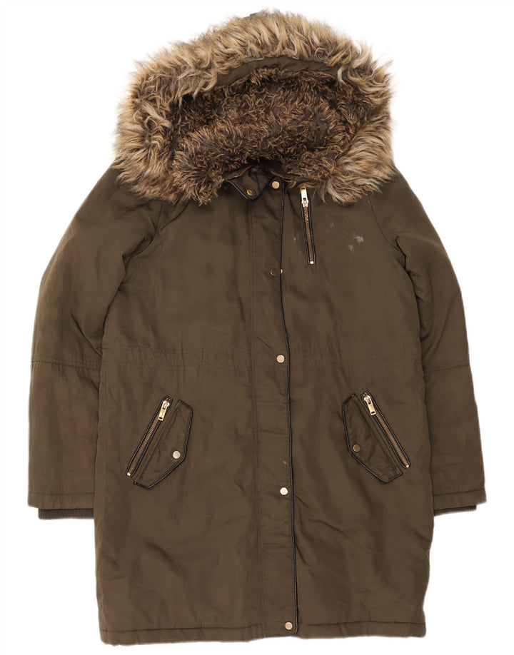 Giacca parka con cappuccio da donna Oasis UK 14 poliestere kaki medio