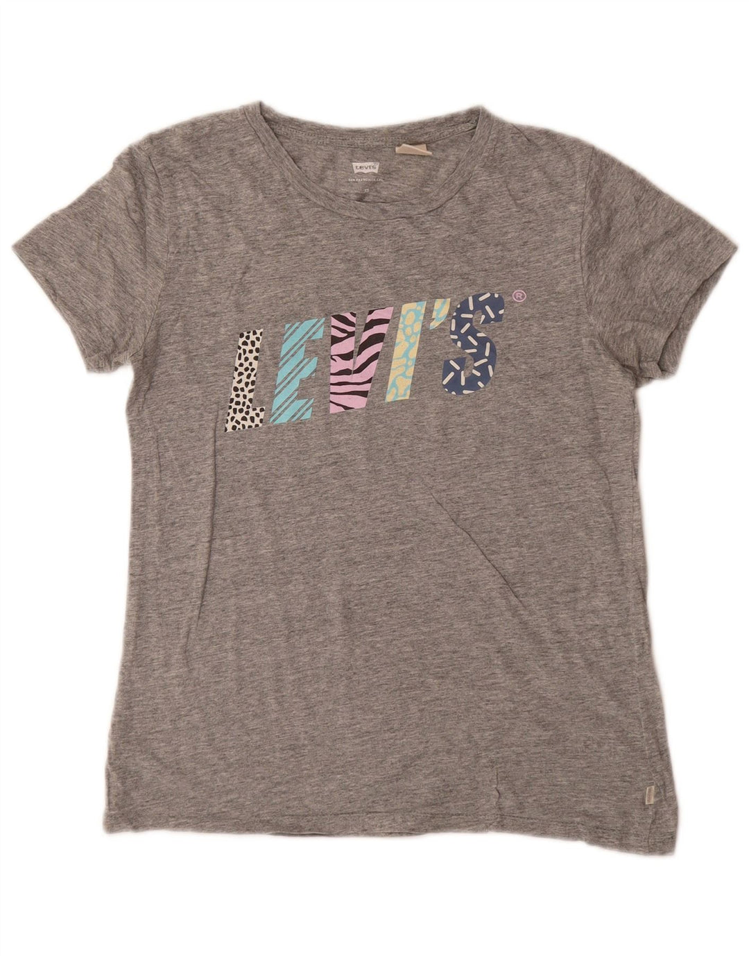 T-shirt grafica oversize da donna Levi's UK 6 XS grigio chiazzato