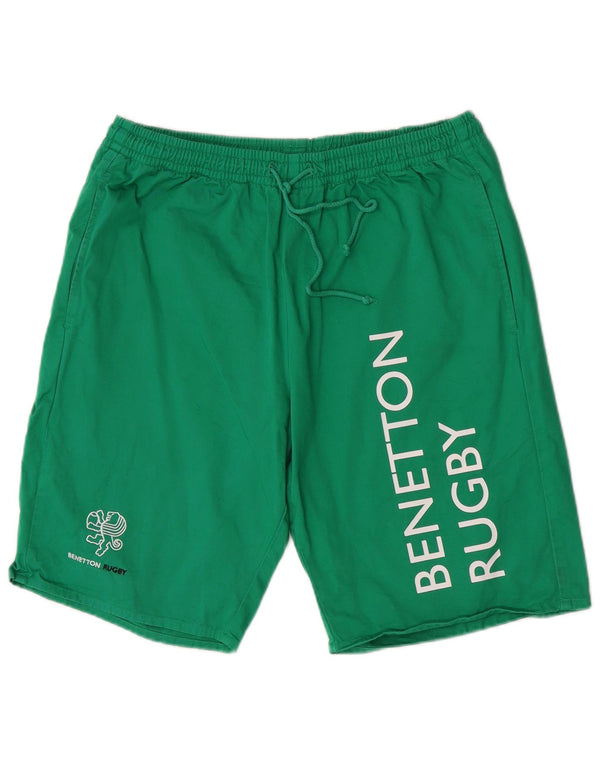 Pantaloncini sportivi grafici da uomo Benetton in cotone verde medio