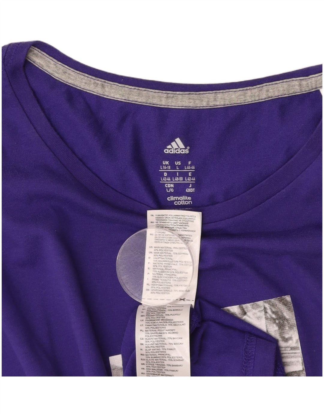 T-shirt grafica ADIDAS Climalite da donna UK 16/18 grande cotone viola