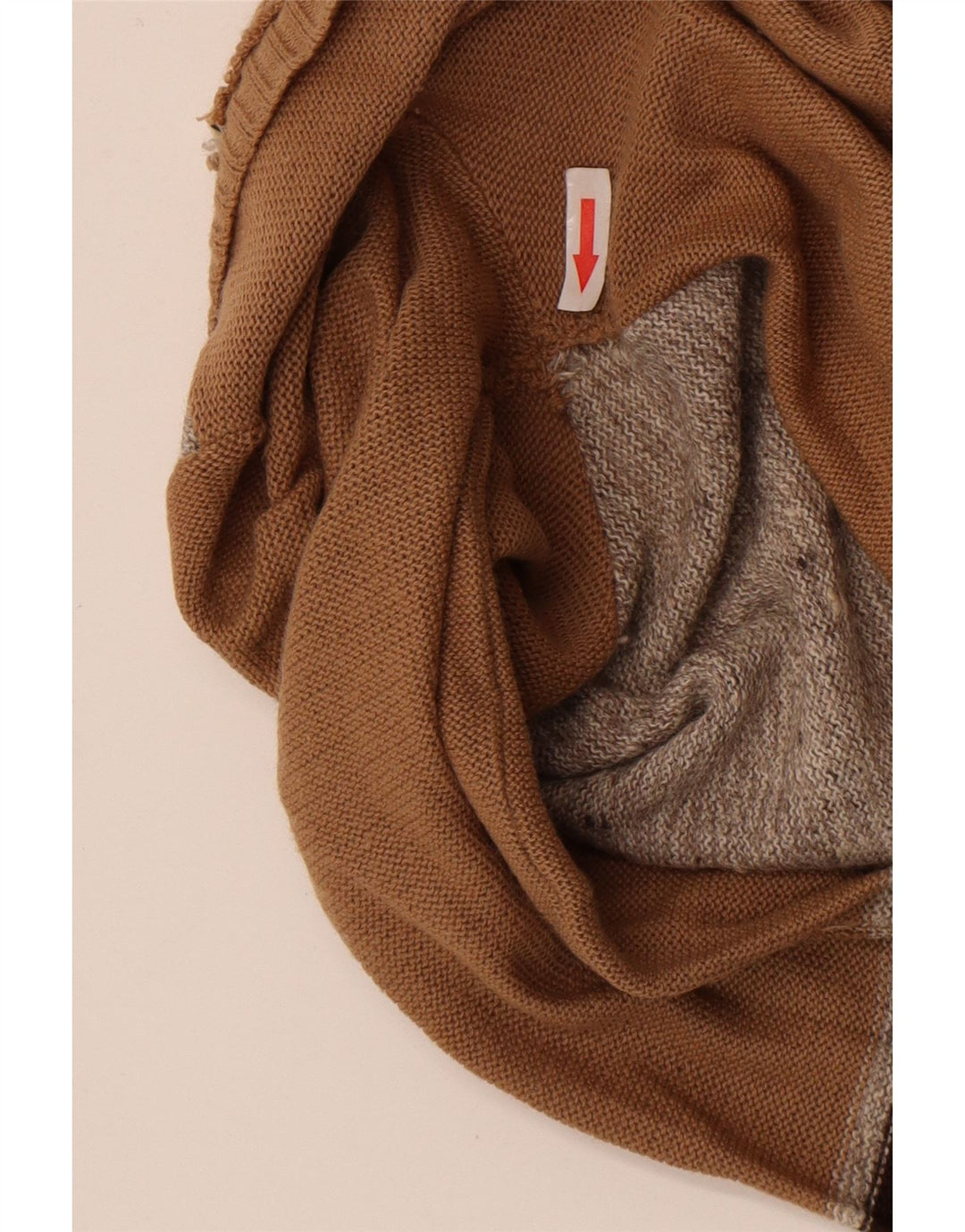 Maglione vintage da donna corto con scollo a V IT 44 a righe marrone medio