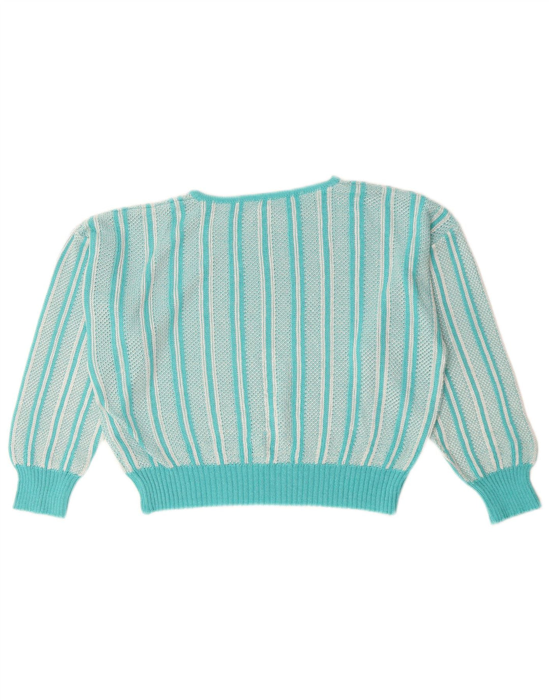 Maglione maglione con scollo a barca da donna VINTAGE UK 12 Paisley turchese medio