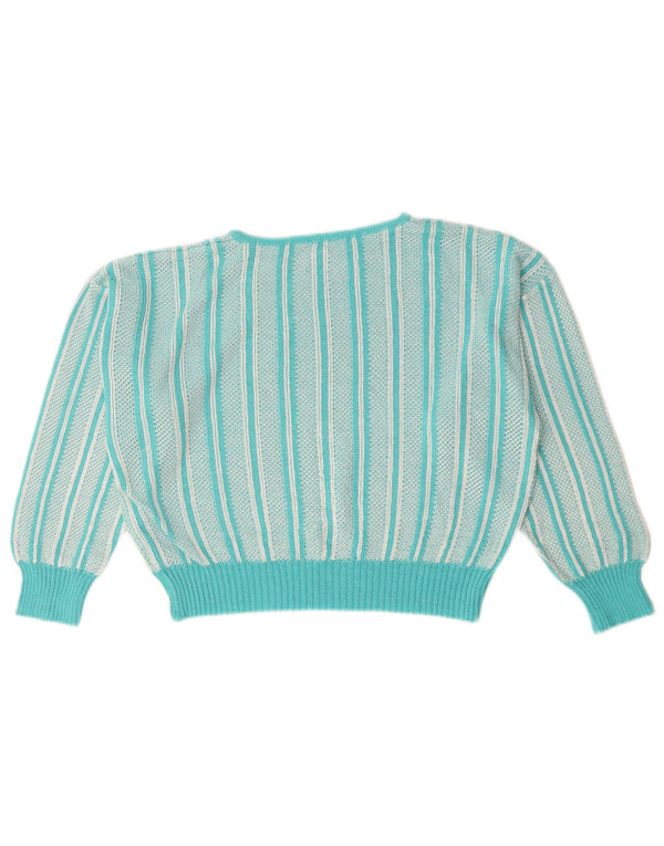 Maglione maglione con scollo a barca da donna VINTAGE UK 12 Paisley turchese medio