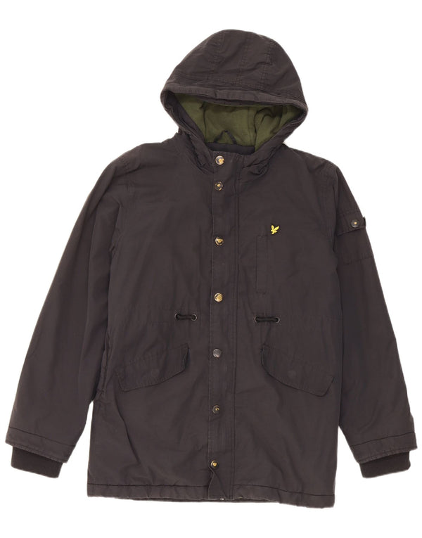 Cappotto giacca a vento con cappuccio da ragazzo Lyle & Scott 14-15 anni in cotone nero