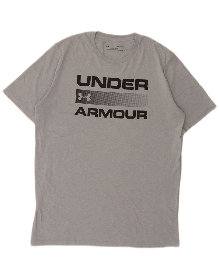 T-shirt grafica da uomo Under Armour Heat Gear Top in cotone chiazzato grigio medio