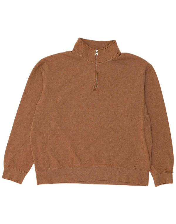 Felpa Zara da donna oversize con collo e zip, maglione UK 18 XL, cotone marrone