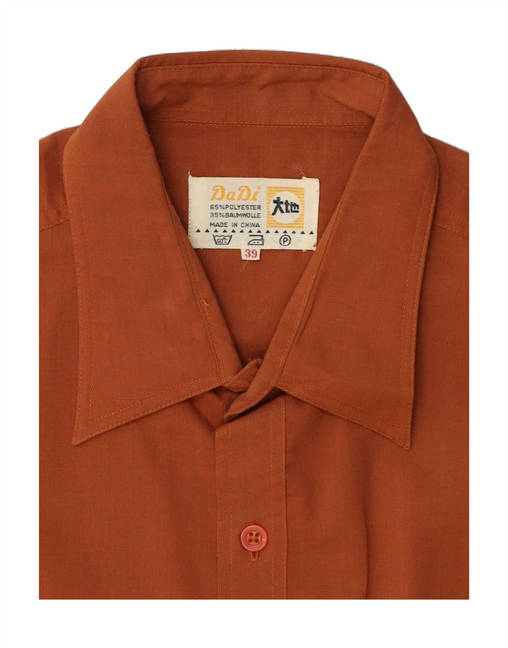 DADI Mens Shirt Size 39 Medium Brown Polyester Vintage Dadi and Second-Hand Dadi from Messina Hembry 