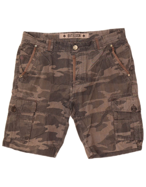 Pantaloncini cargo da uomo Outsider W34 Large in cotone mimetico grigio