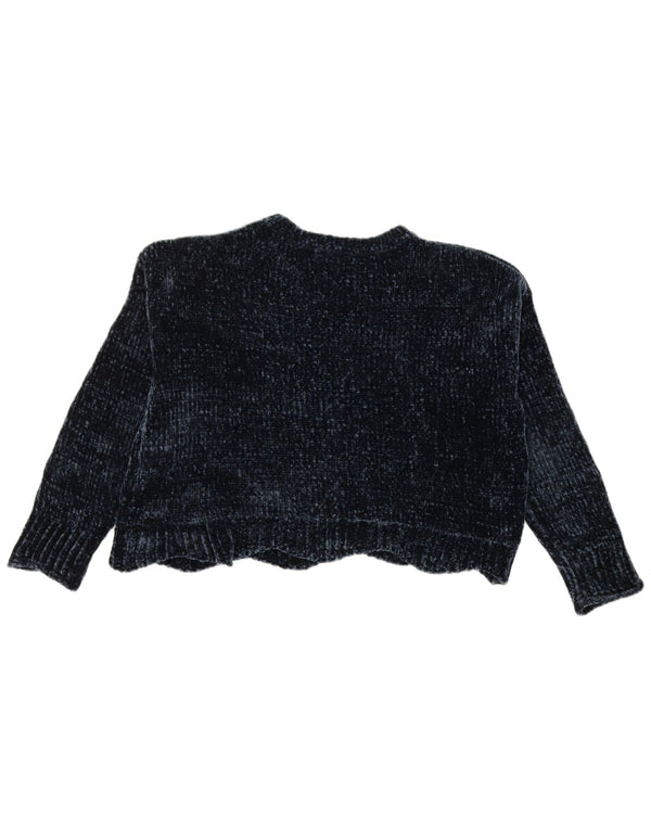 Maglione Zara da donna oversize corto con scollo a barca UK 10 piccolo blu navy