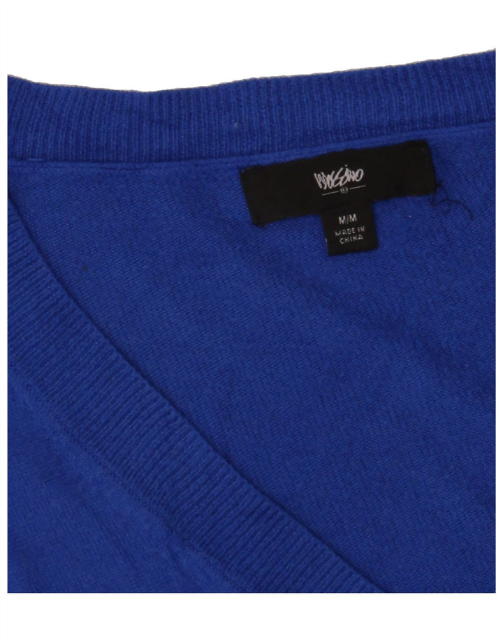 MOSSIMO Womens V-Neck Jumper Sweater UK 14 Medium Blue Nylon Vintage Mossimo and Second-Hand Mossimo from Messina Hembry 