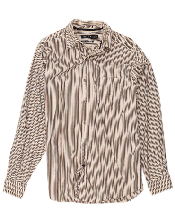 Camicia da uomo Nautica in cotone a righe grigio medio