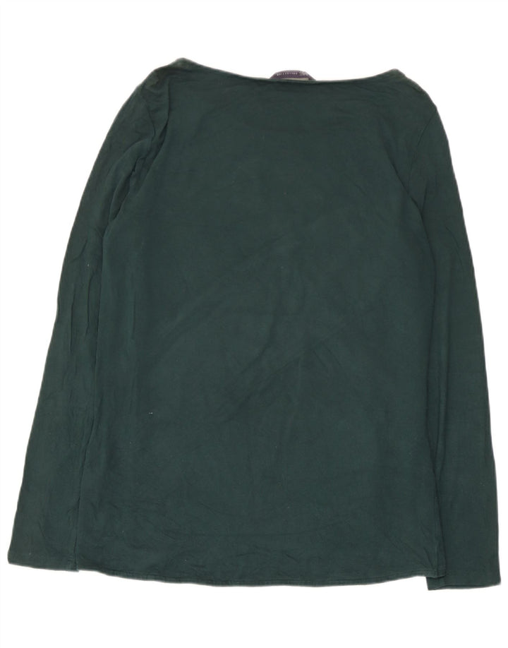 Marks & Spencer Top da donna a maniche lunghe UK 12 Viscosa Paisley verde medio