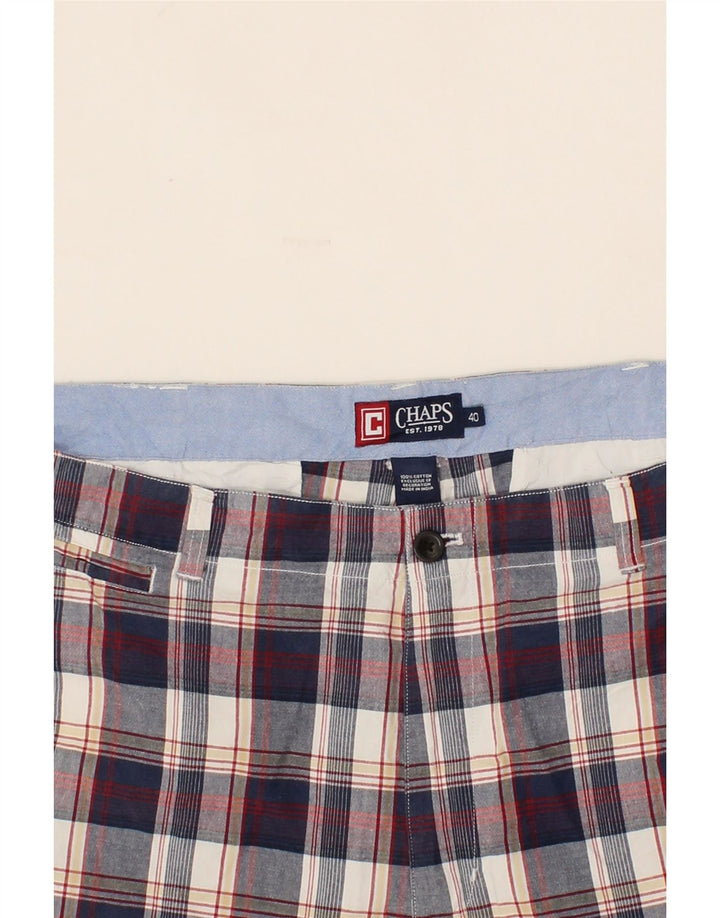 CHAPS Mens Chino Shorts W40 XL Navy Blue Check Cotton Vintage Chaps and Second-Hand Chaps from Messina Hembry 