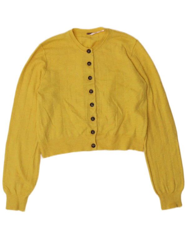 Maglione cardigan corto da donna PEPE Jeans UK 10 piccolo poliestere giallo