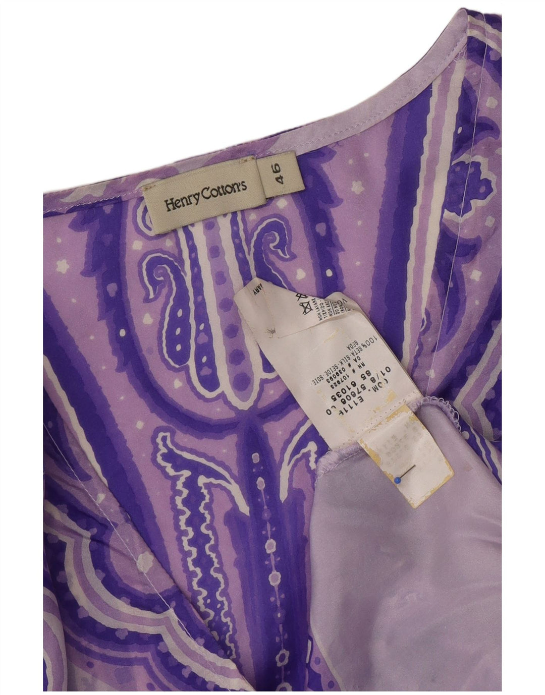 HENRY COTTONS Womens See Through Blouse Top IT 46 Large Purple Paisley