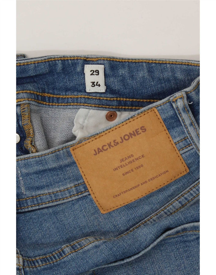 Jack & Jones Uomo GLENN Slim Jeans W29 L34 Cotone Blu